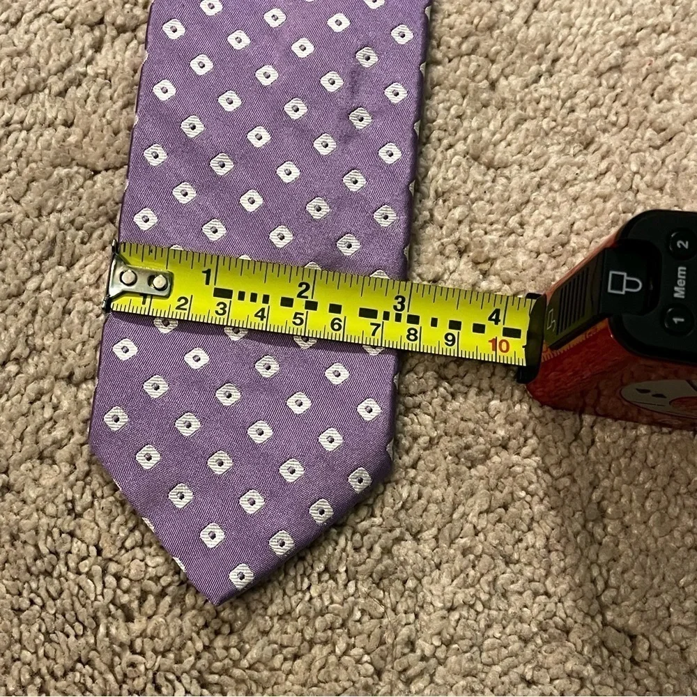 BREUER Tie 100% Silk Lavender White Geometric Squares Preppy Classic Designer